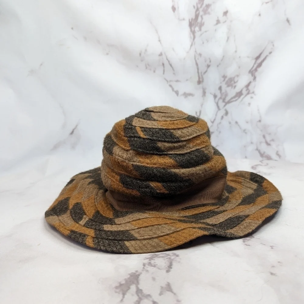Vintage Wool Hat Floppy 40s 50s Bow Brown Tan Union Made Cloche United Hatters - Picture 3 of 11